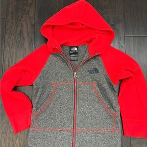 The North Face Kids Lightweight Fleece Hoodie in Red and Gray